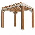 Pergola 300 x 300 x 250 cm en bois marron et beige - structure ajourée pour extérieur