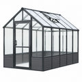 Serre de jardin 240 x 190 x 195 cm en aluminium noir et panneaux transparents avec lucarne ouvrante