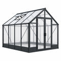 Serre de jardin 190 x 190 x 195 cm en aluminium noir et polycarbonate transparent avec lucarne