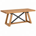 Table à manger 140 x 70 x 75 cm bois naturel et métal noir style industriel