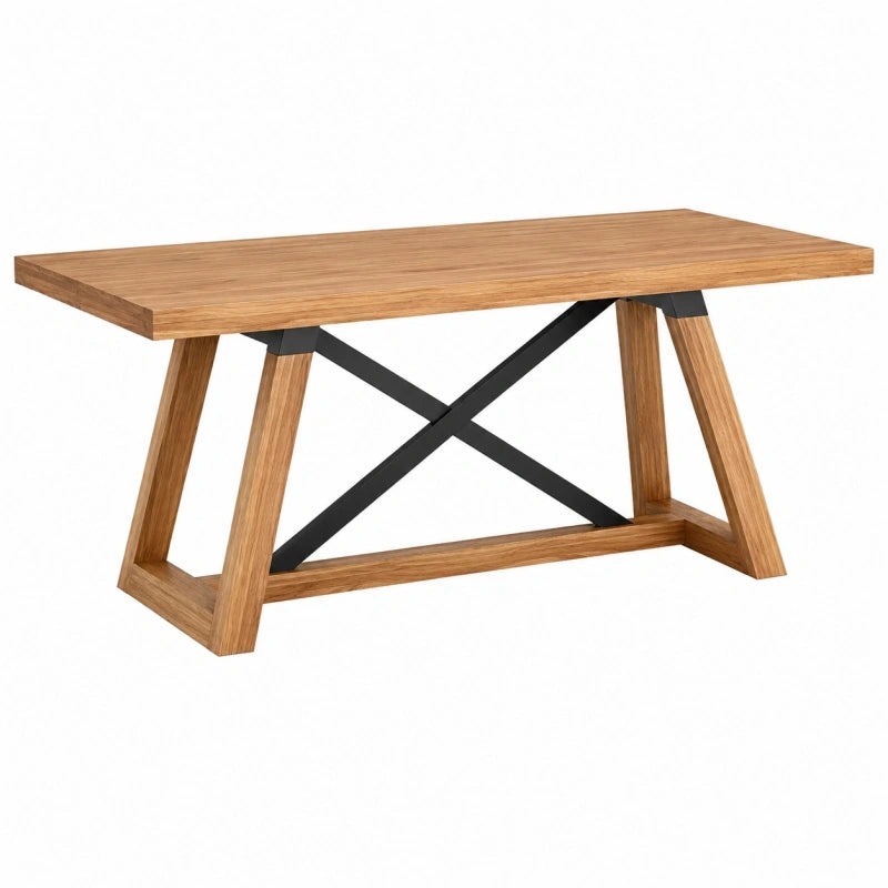 Table à manger 140 x 70 x 75 cm bois naturel et métal noir style industriel