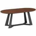 Table à manger ovale 180 x 100 cm bois brun et métal noir style contemporain