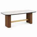 Table à manger 180 x 90 x 75 cm effet marbre blanc bois brun style contemporain