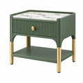 Table de chevet 50 x 40 x 60 cm vert blanc et doré avec tiroir style contemporain