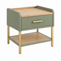 Table de chevet 50 x 40 x 60 cm en bois vert kaki avec tiroir et étagère