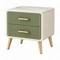 Table de chevet 50 x 40 x 55 cm vert sauge et blanc à 2 tiroirs style moderne
