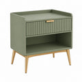 Table de chevet 55 x 40 x 65 cm vert kaki et doré avec tiroir style moderne
