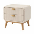 Table de chevet 50 x 40 x 55 cm beige et bois - 2 tiroirs style moderne