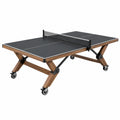 Table de tennis de table 274 x 152 x 76 cm plateau MDF noir structure finition bois pliable à roulettes